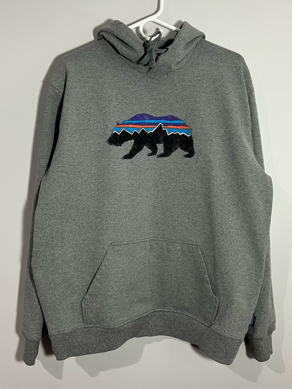 Patagonia Bear Uprisal Regular Fit Gray Pullover Sweatshirt Hoodie Mens XL